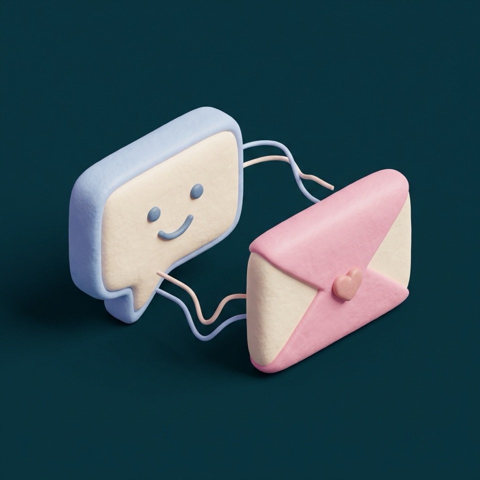 A speech bubble and envelope representing communication